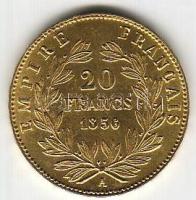Franciaország 1856 20Fr "Napóleon" arany 6,4516gr T:2 Aranyárban !