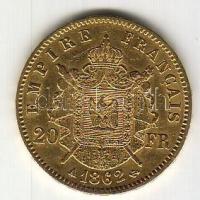 Franciaország 1862 20Fr "Napóleon" arany 6,4516gr T:2 Aranyárban !