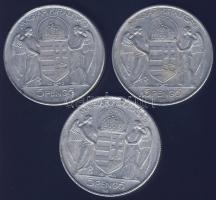 1943. 5P "Horthy balra" Alu (3x) T:2- ph