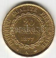 Franciaország 1877 20Fr arany 6,4516gr T:2 Aranyárban !