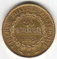 Franciaország 1893 20Fr arany 6,4516gr T:2 Aranyárban !