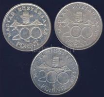 1992-94. 200Ft Ag "MNB,Deák" (3x) T:2,2-