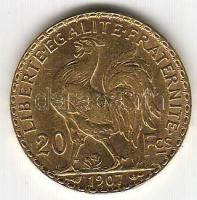 Franciaország 1907 20Fr arany 6,4516gr T:2 Aranyárban !