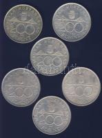 1993-94. 200Ft Ag "MNB,Deák" (6x) T:2,2-,2/3+ kis ph.