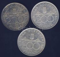 1992-94. 200Ft Ag "MNB,Deák" (3x) T:2,2-