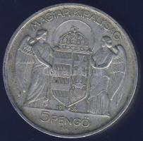 1939. 5P Ag "Horthy - balra" T:3 kis ph