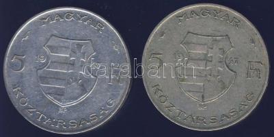 1947. 5Ft Ag (2x) "Kossuth" T:3