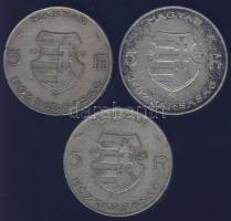 1947. 5Ft Ag (3x) "Kossuth" T:3 ph