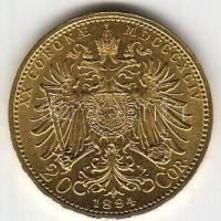 Ausztria 1894 20K arany 6,775gr T:2 Aranyárban !