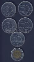 2002. 100Ft "Kossuth" + 2004-2007. 50Ft 5db klf emlékverete T:2