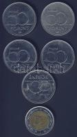2002. 100Ft "Kossuth" + 2004-2007. 50Ft 5db klf emlékverete T:2