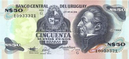Uruguay 1989. 50P "G" (3x) + 100P "G" (3x) T:I