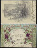 1902-1903 2 db dombornyomású üdvözlőlap