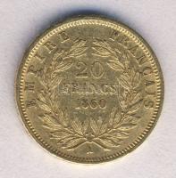 Franciaország/II.Császárság/III.Napóleon 1860A 20Fr Au 6,45g T:2+ apró ph.