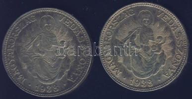 1938. 2P Ag "Madonna" (2x) T:2- patina