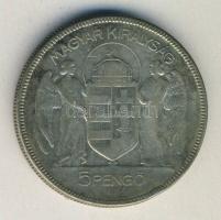1930. 5P Ag "Horthy jobbra" T:3 ph.