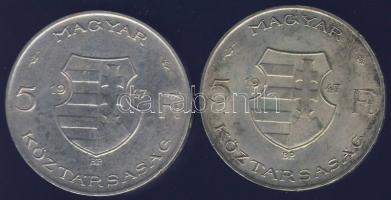 1947. 5Ft Ag (2x) "Kossuth" T:2-,3+ ph