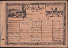 cca 1949 Ercsi rendőrgazdaság Sina telep internálási emléklap az internáltak aláírásával 18x25 cm