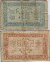 Franciaország 1914-18 körül 50c, 1Fr katonai szükségpénz T:II/III