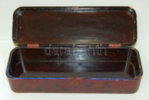 Szecessziós festett zárható fa ládika kulcs nélkül, kopottan  / Art nouevau hand painted wooden box ...