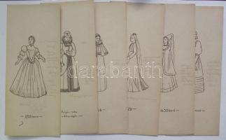 cca 1910 75 db jelmezterv, grafika, divatrajz egyazon művésztől, benne judaika is