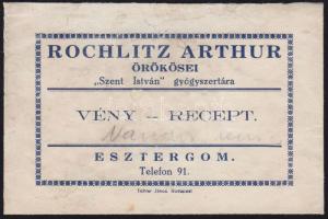 Esztergom Rochlitz gyógyszertár receptboríték