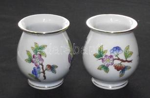 2 db kézzel festett Viktória-mintás Herendi porcelán vázácska / Herendi chinaware vase 7 cm
