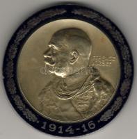 1916 "Ferenc József" nagyalakú, aranyozott bronz/email plakett T:2