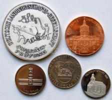 Kis emlékérem,plakett tétel: NSZK 1966. "Ostseewoche - Érmekiállítás" fém emlékérem T:1 + NSZK 1971. "Német Mezőgazdasági Társaság" plakett T:1 + NSZK 1978. "Weihnachtsmarkt" ffm emlékérem T:PP + NSZK 1980. "275 éves Charlottenburg" fém emlékérem T:exPP + NDK DN "Berlin - Tanácsház" ffm emlékérem T:BU