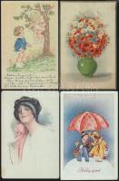 12 db régi motívumlap (művész, katonai, üdvüzlő, uralkodó stb.) /12 mixed Topic cards