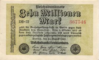 Német Birodalom/Császárság/Augsburg 1918.10.15. 5M, 10M hivatalos érvénytelenítéssel T:I,I- + Német Birodalom / Weimari Köztársaság 1923. 5.000.000M cégnyomat T:I- + 1923. 50.000.000M (3x) fehér papíron, "Gitter mit 8 vízjellel" közeli sorszámokkal T:I,I- + 1923. 10.000.000M (2x) variáns "Hakensterne" vízjellel; közeli sorszámokkal, jobb felső sarokban alapnyomati lemezhibával! T:I-,II+