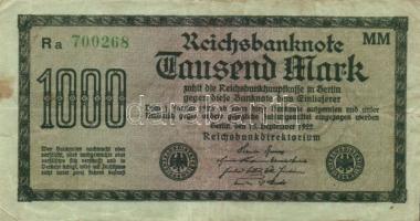 Német Birodalom / Weimari Köztársaság 1922. 1000M (2x) "Vielecke" vízjellel, a "Reich...
