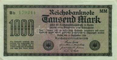 Német Birodalom / Weimari Köztársaság 1922. 1000M (2x) "Vielecke" vízjellel, a "Reich...