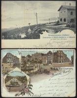 10 db régi városképes lap, közte egy litho és más érdekességek / 10 town-view postcard rarities