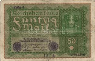 Német Birodalom / Weimari Köztársaság 1919. 50M "Reihe 4" T:III-/IV+ + 1920. 1M (2x) egymá...