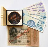 Kis vegyes tétel: Szovjetunió DN "Frunze Szanatórium" emlékérem T:1 Eredeti díszdobozban! + Német Birodalom / Weimari Köztársaság 1922. 1.000.000.000M bankjegy modern imitációja, a hátlapon reklámmal + Nicaragua 1991. 1c (3x) + 25c (3x) T:I