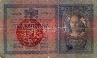 1920 piros "Magyarország" felülbélyegzés 1904-es 10K-ra T:III/IV