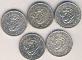 Ausztrália 1946-1960. 1Sh Ag (5x) klf évszámokkal! T:vegyes