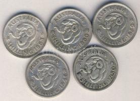 Ausztrália 1946-1963. 1Sh Ag (5x) klf évszámokkal! T:vegyes