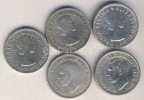 Ausztrália 1946-1963. 1Sh Ag (5x) klf évszámokkal! T:vegyes