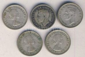 Ausztrália 1948-1959. Sixpence Ag (5x) klf évszámokkal! T:vegyes