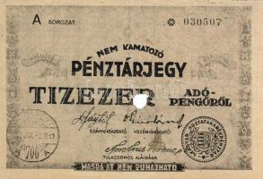 1946 Pénztárjegy 10.000Adópengő 1947-ben érvénytelenítve T:II