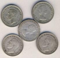 Ausztrália 1942-1958. Sixpence Ag (5x) klf évszámokkal! T:vegyes