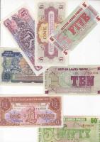 BRD/NSZK/Brit katonai bankjegyek 1948-72 1P, 10P, 50P, 1Ł (3xklf.), 5Ł T:I