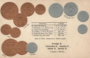 Set of Swedish coins and gold value rates Emb. (EB)