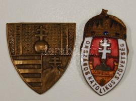 Országos Katolikus Szövetség zománcozott kitűző T:2+ Keresztény Nemzeti Párt kitűző (letört a csat)