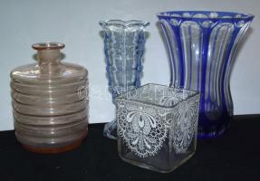 4 db klf méretű egy- és többszálas dekoratív üveg váza