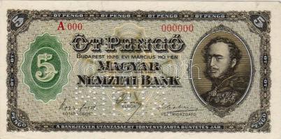 1926 5P "A 000 - 000000" sorszámmal, "Minta" perforációval T:I RRR!!!