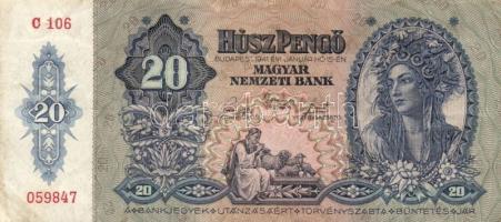 Kis vegyes magyar bankjegy tétel, közte korona, pengő, forint, összesen 20db különféle T:II,III,IV