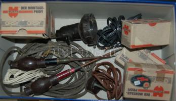 Rádió tétel : régi Orion rádiók alkatrészei: vezetétekm gombok, csövek  + antik mérő lámpa